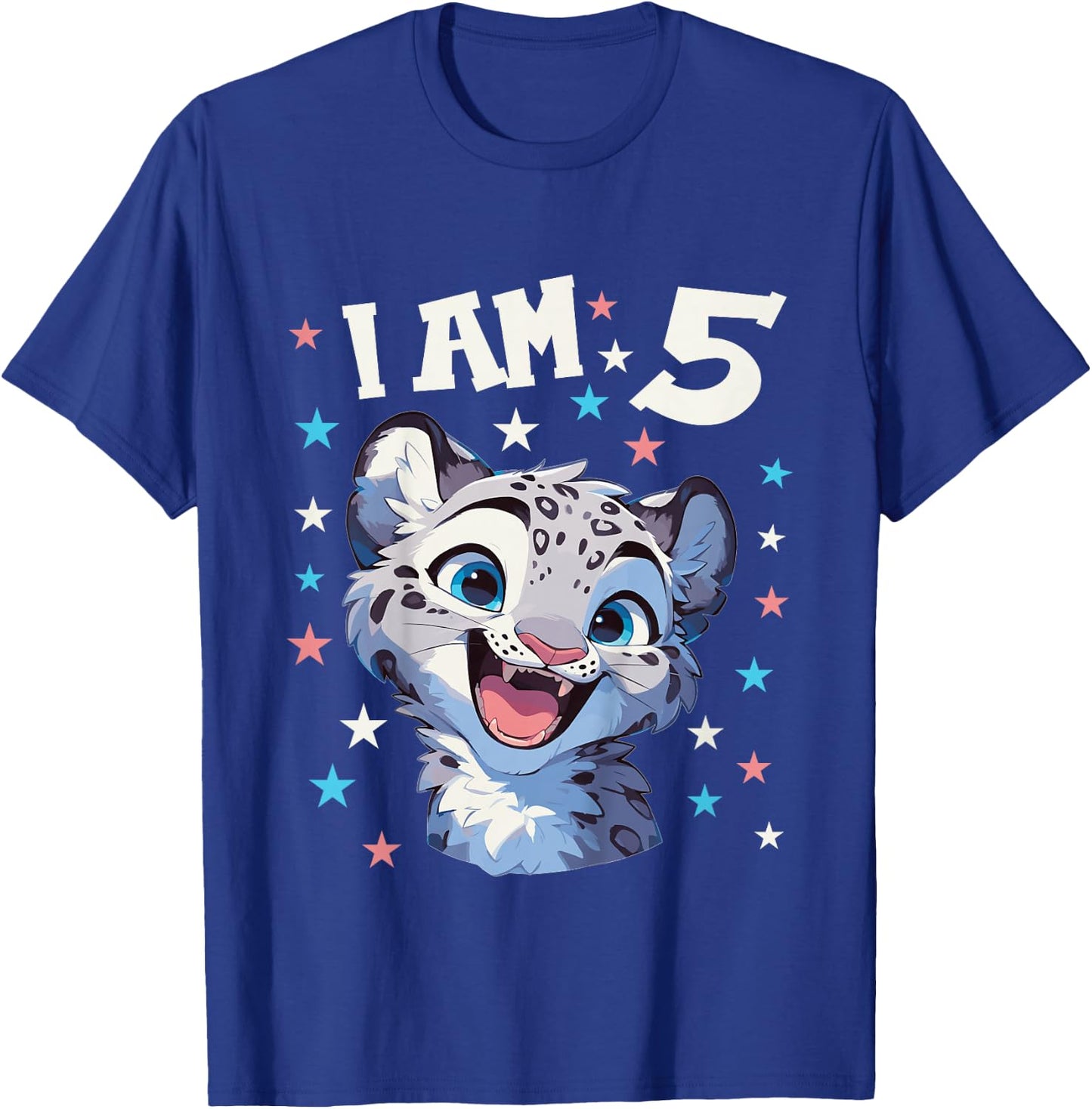 Kids 5 Years old 5 birthday Snow Leopards Boy girl Snow Leopard T-Shirt - T-Shirt | Royal