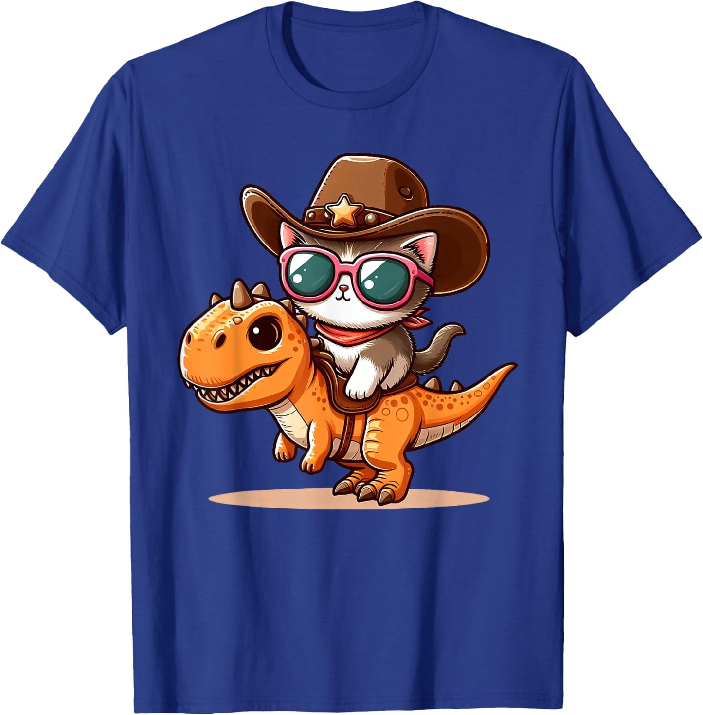 Dinosaur and Cat, T-Rex, Cat Owners T-Shirt - T-Shirt | Royal