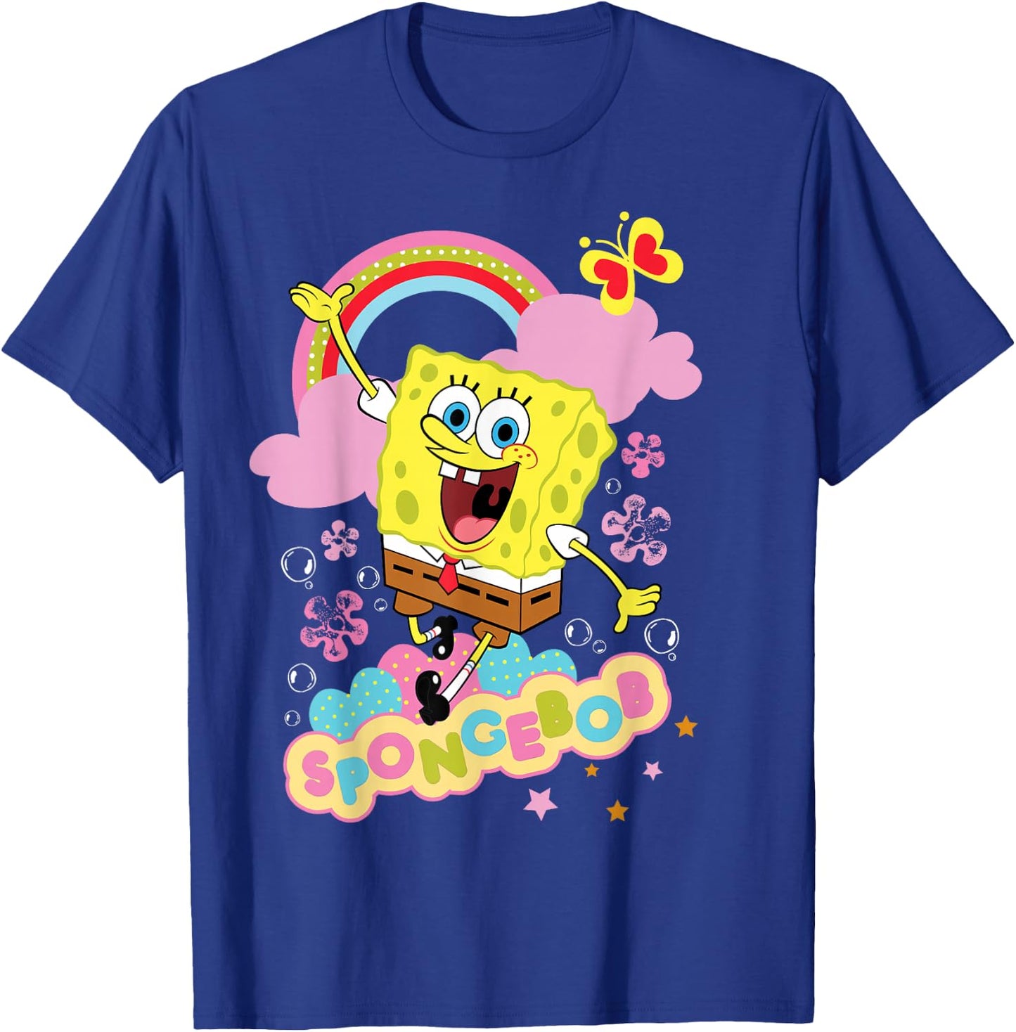 Spongebob Schwammkopf Blumen und Regenbogen T-Shirt - T-Shirt | Royal