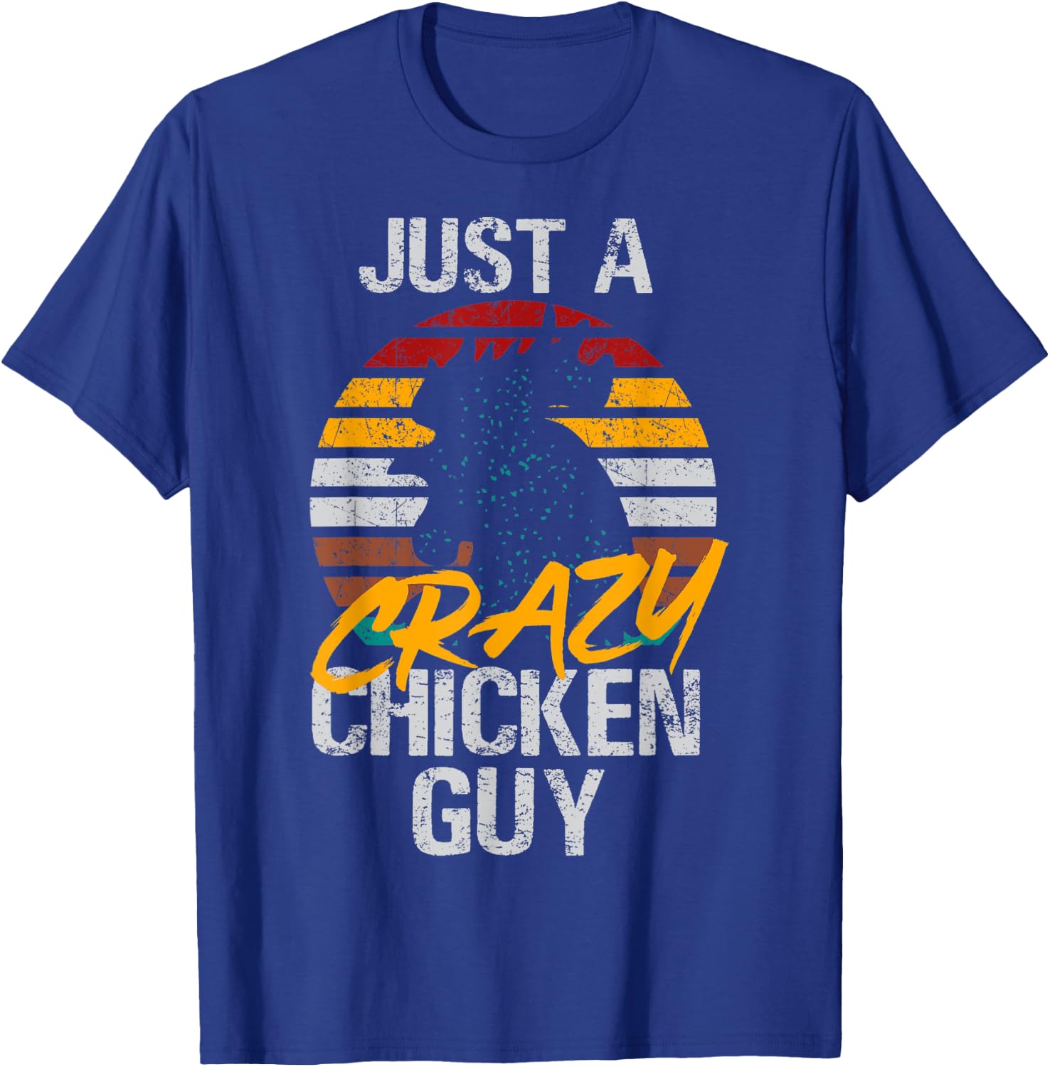 Crazy Chicken Guy Retro vintage T-Shirt - T-Shirt | Royal