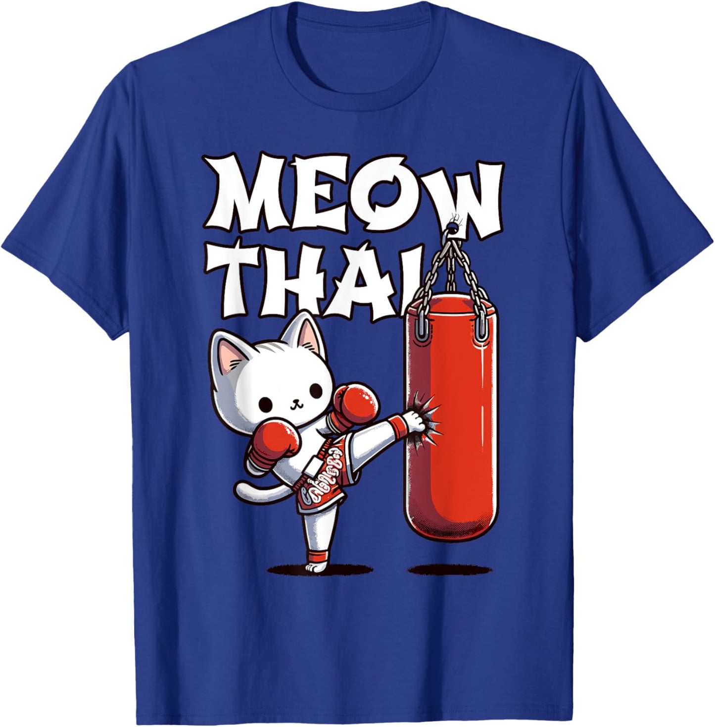 Muay Thai Cat, Meow Thai | Thai Boxing For Youth | Muay Thai T-Shirt - T-Shirt | Royal