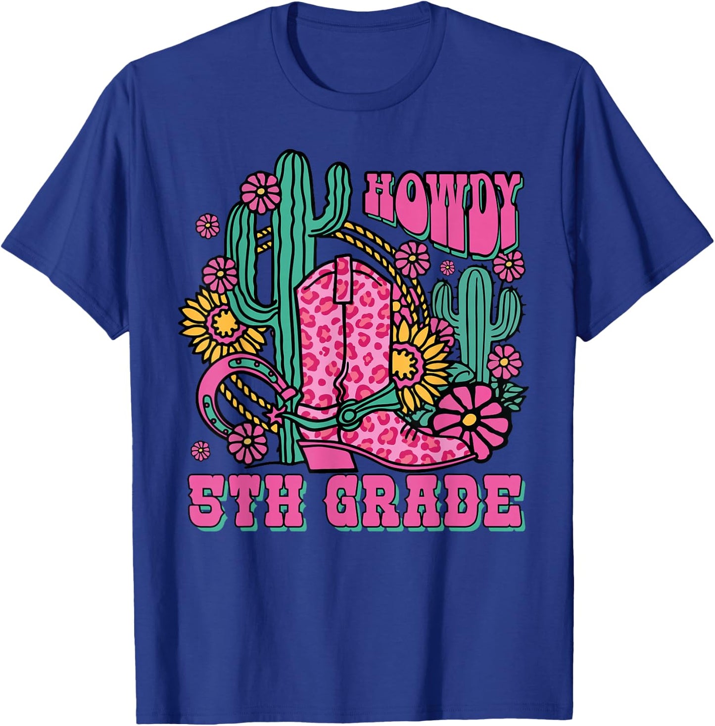 Howdy 5th Grade Western Fifth Grade Teacher Cowboy Cowgirl T-Shirt - T-Shirt | Royal
