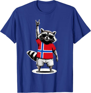 Norwegian Flag Raccoon Funny Norway T-Shirt - T-Shirt | Royal