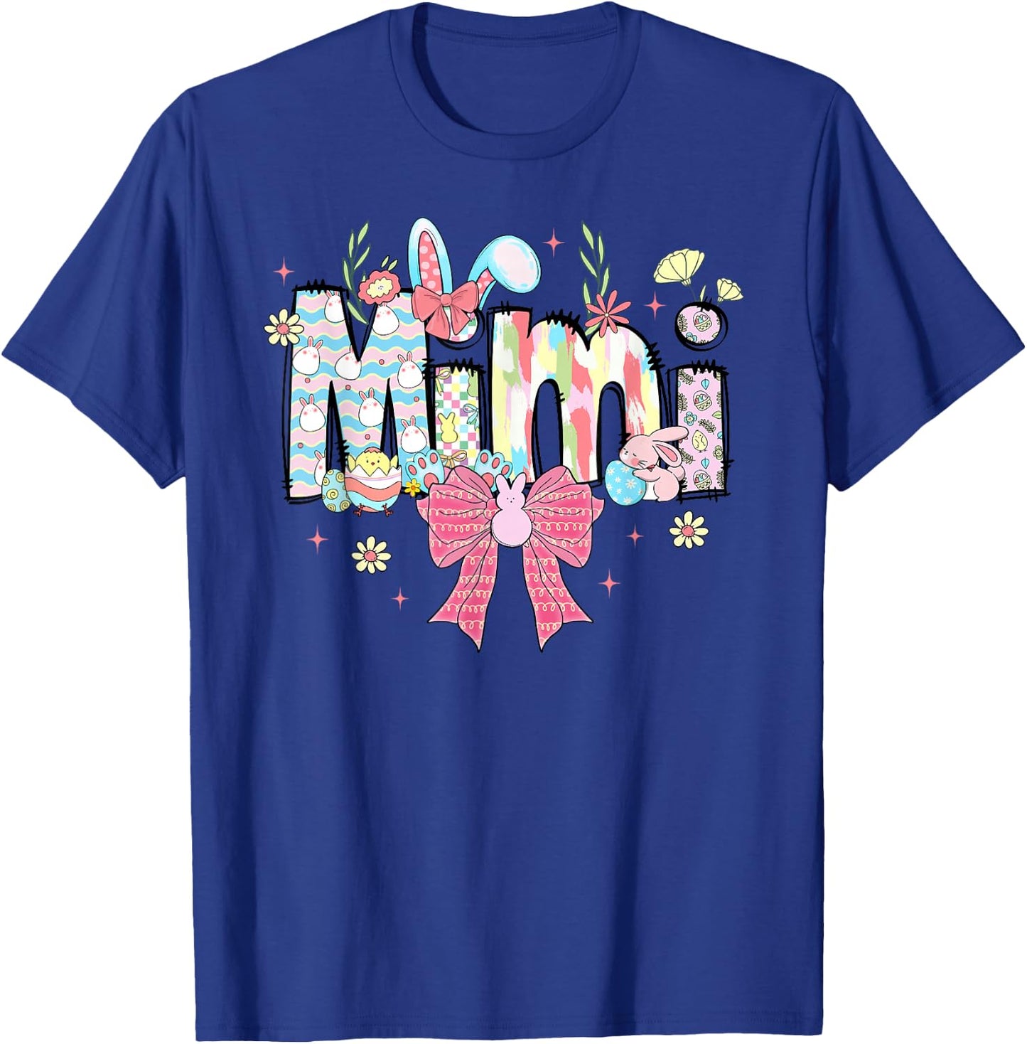 Mimi Easter Coquette Bow Happy Easter Bunny Rabbit T-Shirt - T-Shirt | Royal