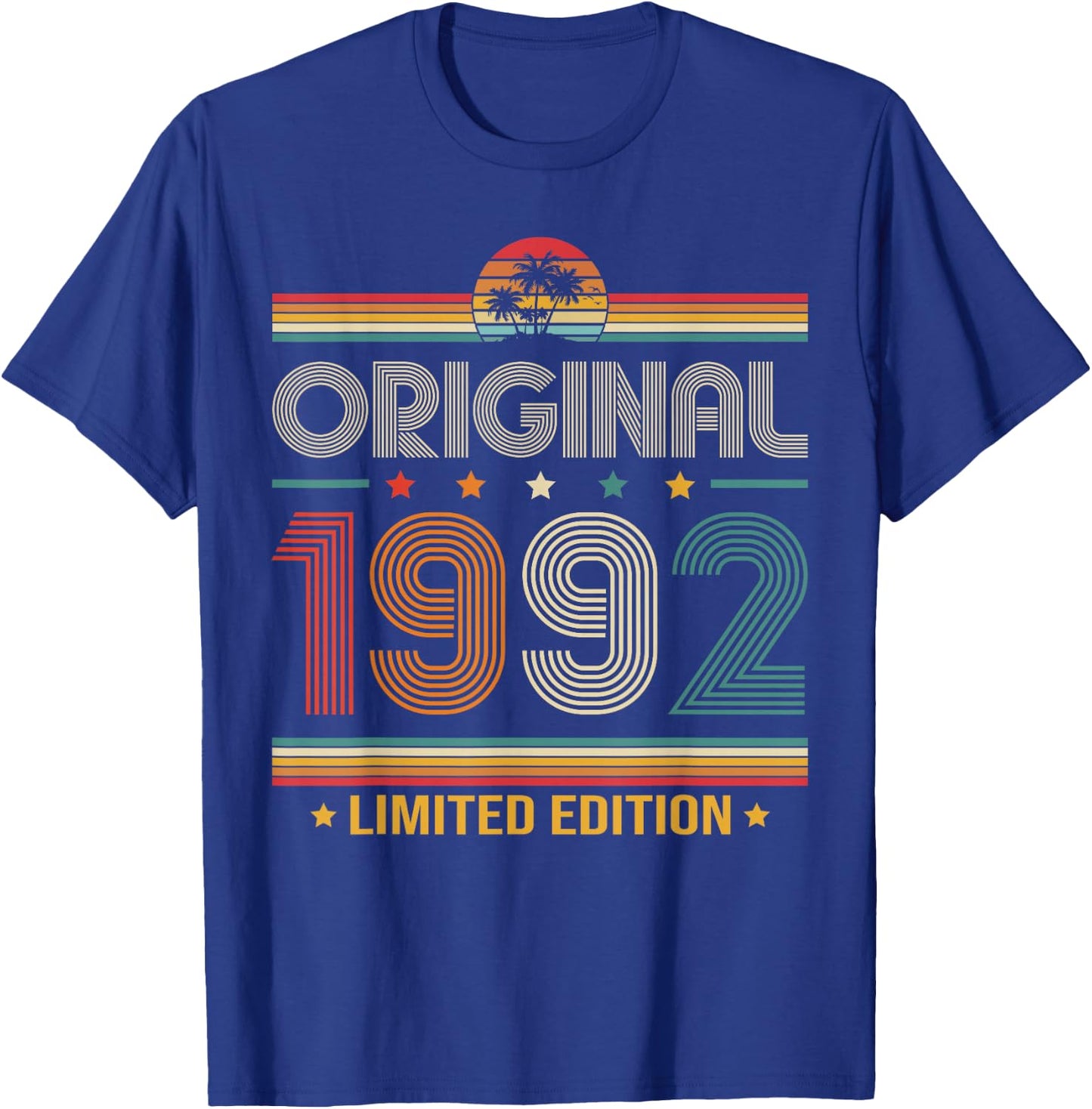 34th Birthday Gift Man Woman Original Vintage 1992 34 Years T-Shirt - T-Shirt | Royal