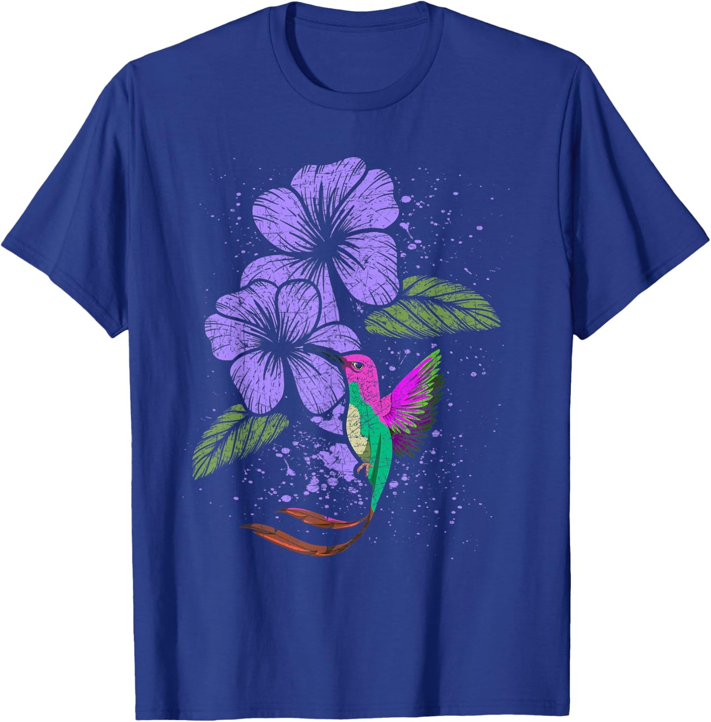 Flowers Animal Pretty Bird Lover Vintage Floral Hummingbird T-Shirt - T-Shirt | Royal