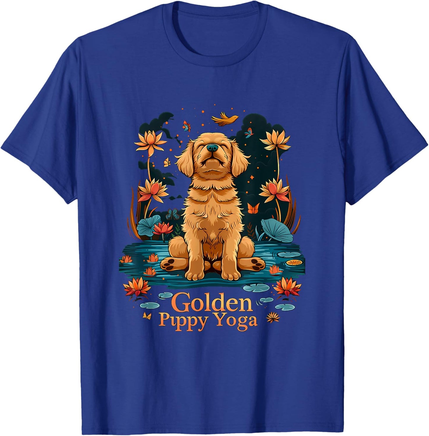 Golden Retriever Puppy Yoga Calming Lover Dog Mom Men Women Kids T-Shirt - T-Shirt | Royal
