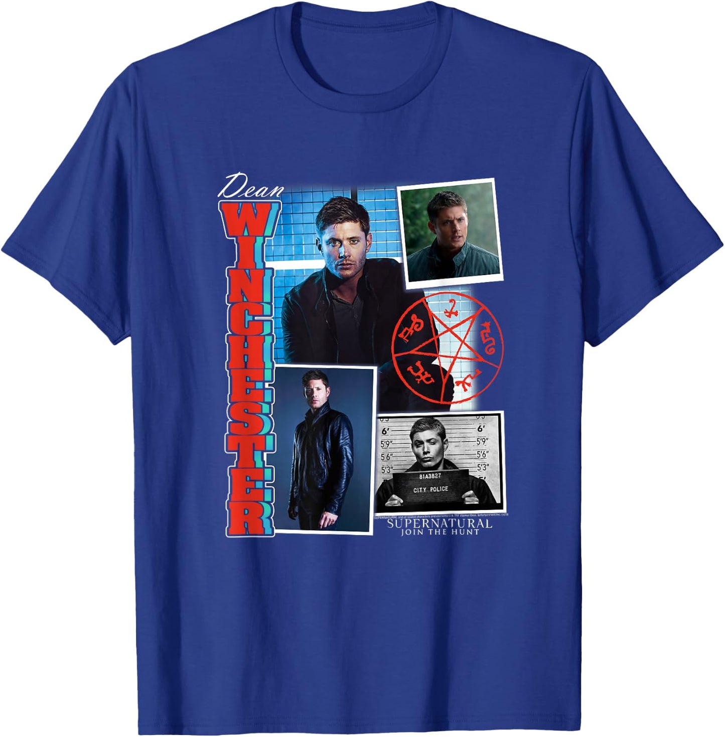 Ripple Junction Supernatural Dean Winchester Collage , Men's/ , Black, Small, Short Sleeve, Classic Fit, Cotton Blend, Licensed Merchandise, Collage Theme, Letter Print Pattern T-Shirt - T-Shirt | Royal