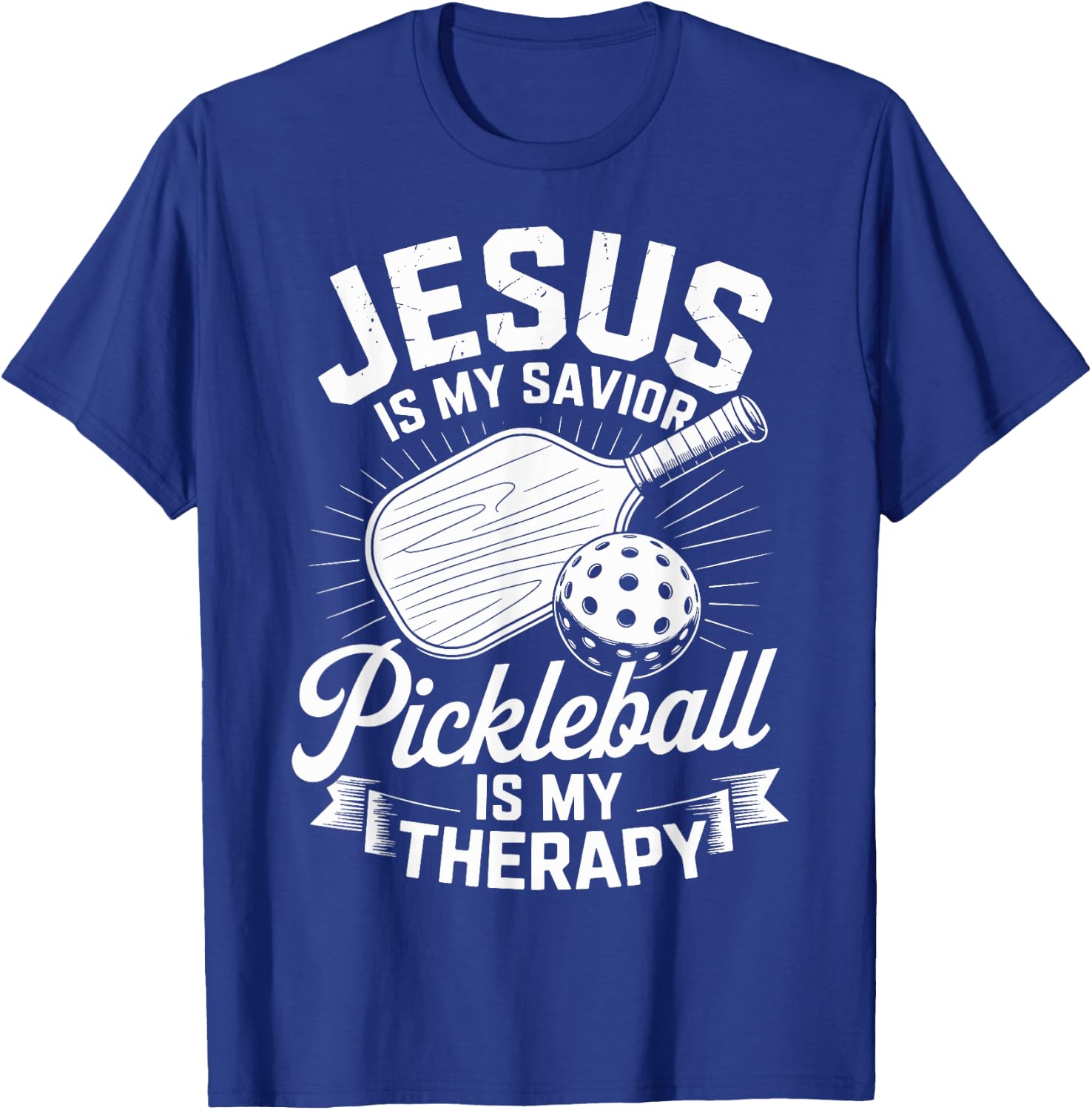 Jesus is My Savior Pickleball is My Therapy Christian T-Shirt - T-Shirt | Royal