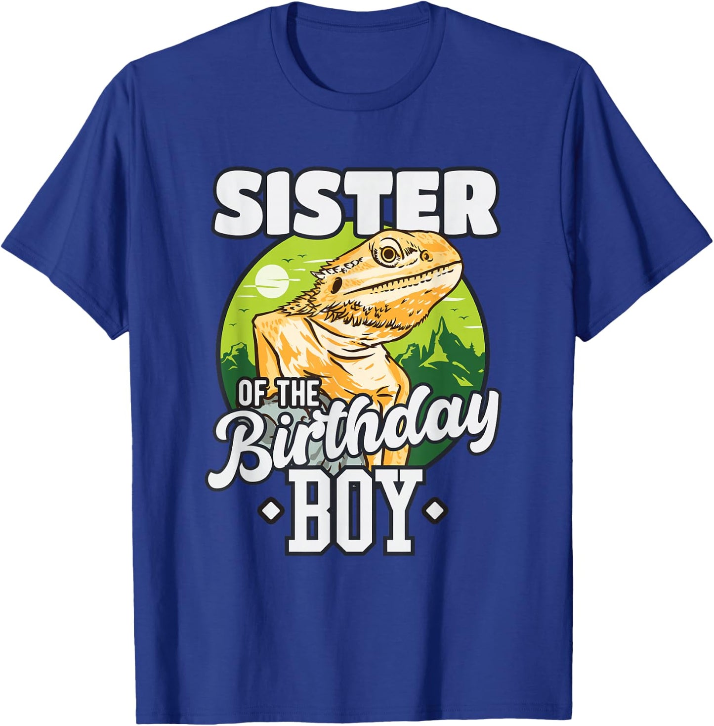 Sister of Birthday Boy Bearded Dragon Birthday Party T-Shirt - T-Shirt | Royal