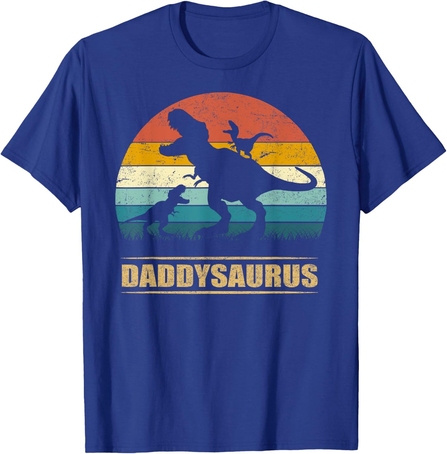 Daddy Dinosaur Daddysaurus 2 Two Kids Funny Father's Day dad T-Shirt - T-Shirt | Royal