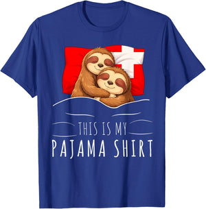 Swiss Flag Pajama Sleeping Sloth Sleepover Switzerland T-Shirt - T-Shirt | Royal