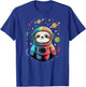 Cute Kawaii Sloth Astronaut in Outer Space Cosmic Colors T-Shirt - T-Shirt | Royal