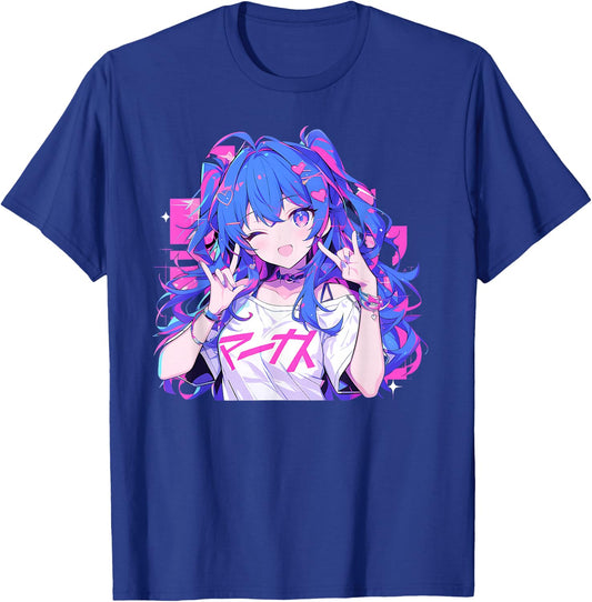 Anime Waifu Cute Manga Cat Girl Cute Retro Japanese , Black, S T-Shirt - T-Shirt | Royal