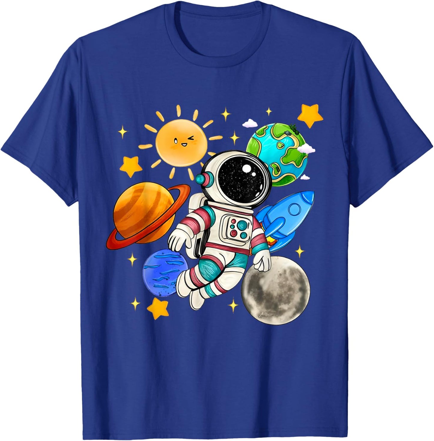 Astronaut Floating in Space Solar System Planet Toddler Kids T-Shirt - T-Shirt | Royal