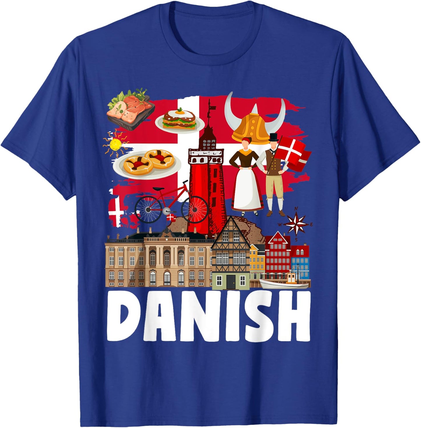 Danish Flag Outfit Idea For Kids Denmark Flag & Danish Food T-Shirt - T-Shirt | Royal