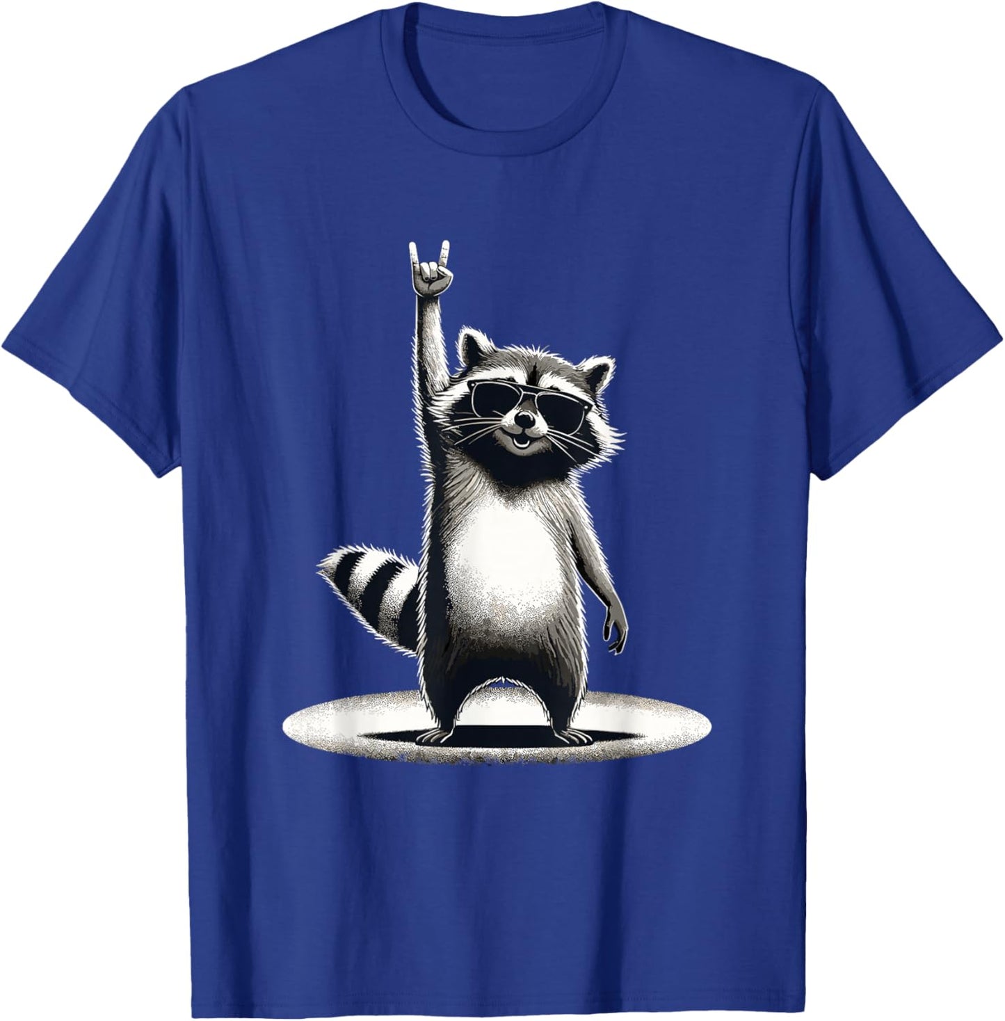 Retro Raccoon Rock Music Gift Men Children Women Funny Raccoon , black T-Shirt - T-Shirt | Royal