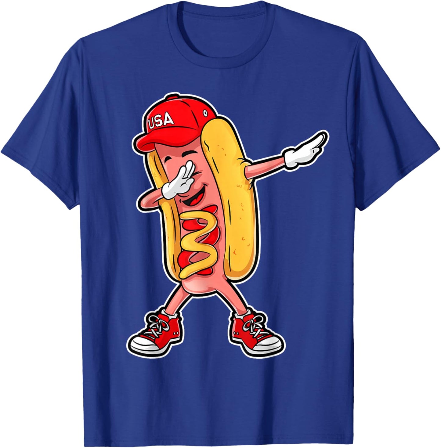 Dabbing Hot Dog T Shirt 4th of July Hotdog Merica USA Kids T-Shirt - T-Shirt | Royal