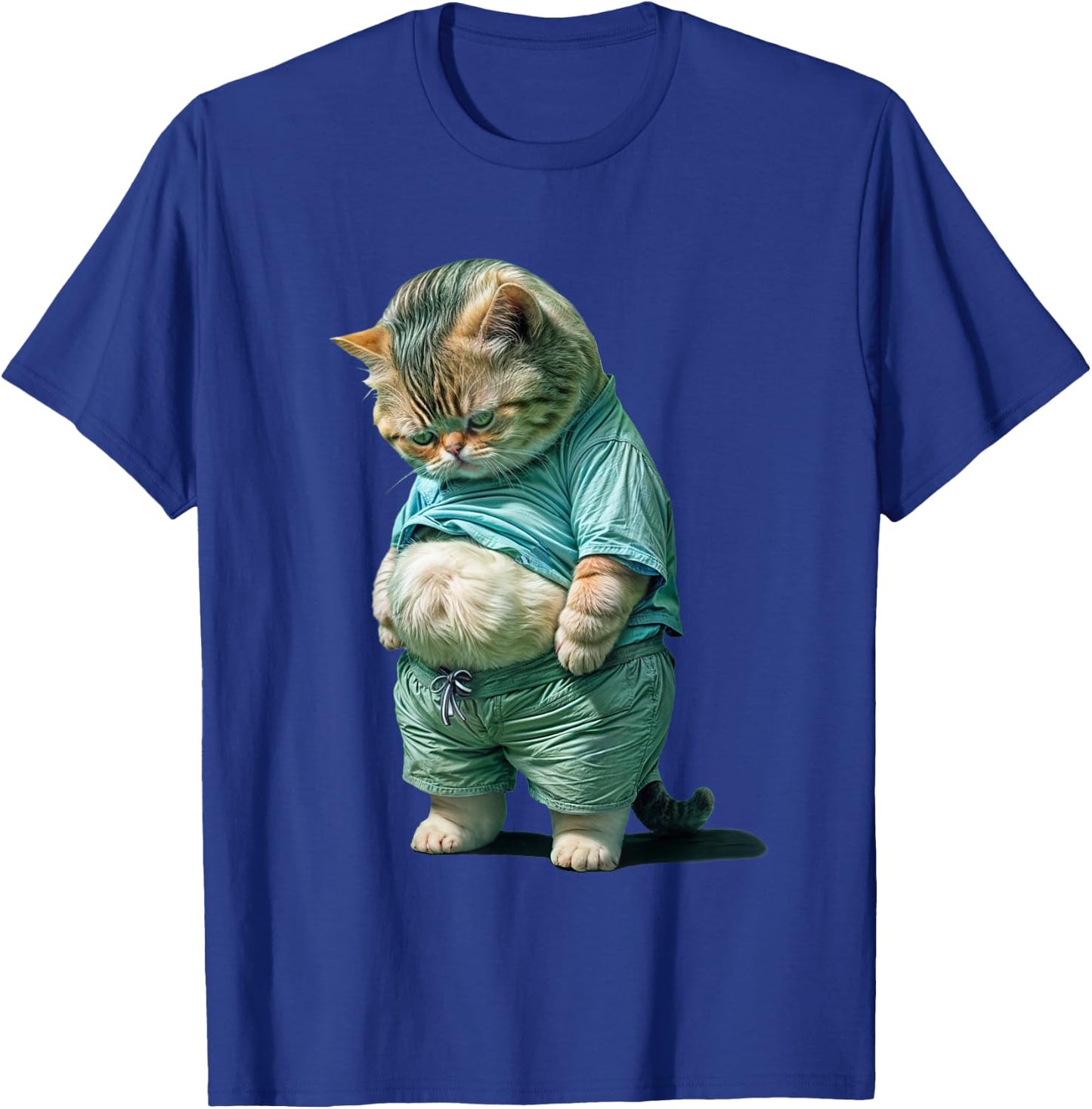 Funny fat Cat IA art design print T-Shirt - T-Shirt | Royal