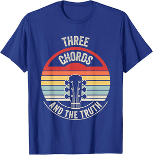 Three Chords And The Truth Guitar Music T-Shirt - T-Shirt | Royal