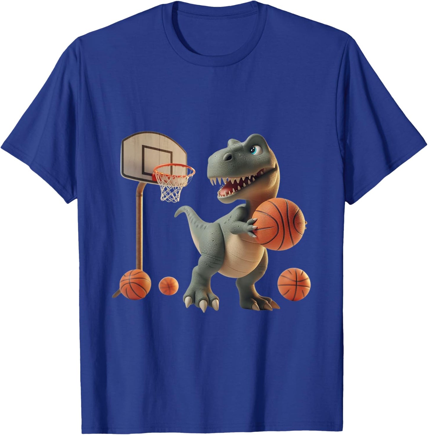 Trex Dinosaur Playing Basketball Sports fan T-Shirt - T-Shirt | Royal