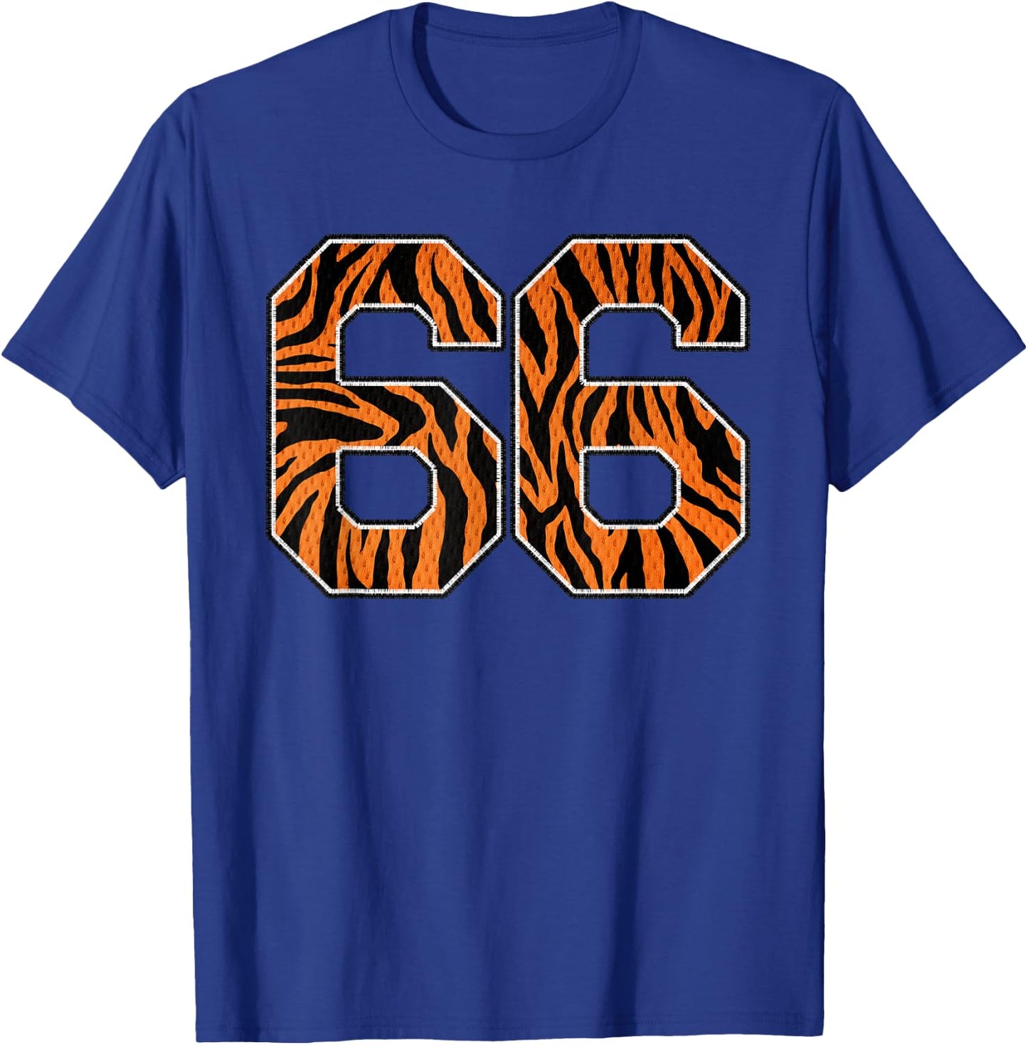 Number 66 in Orange Tiger Print Fanwear Sports Jersey Player T-Shirt - T-Shirt | Royal