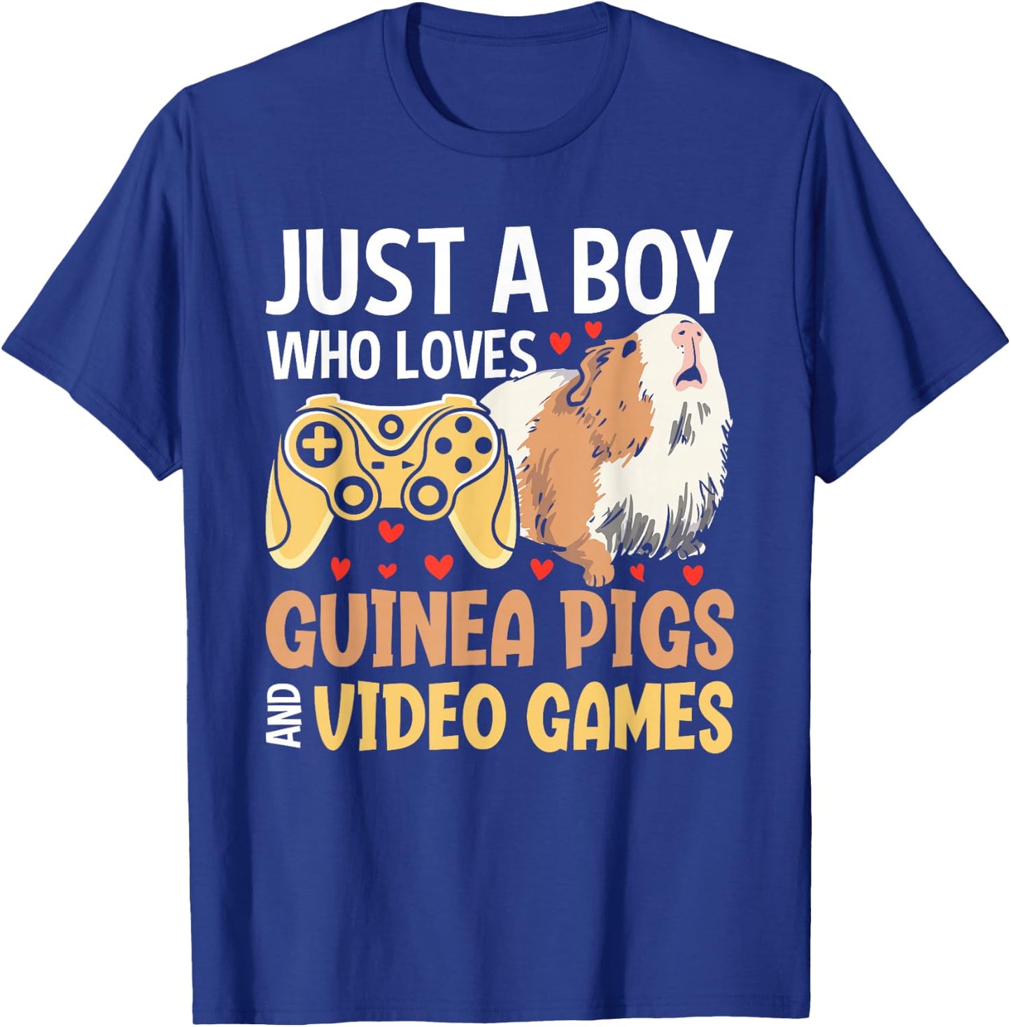 Just a Boy Who Loves Guinea Pigs and Video Games Gaming T-Shirt - T-Shirt | Royal