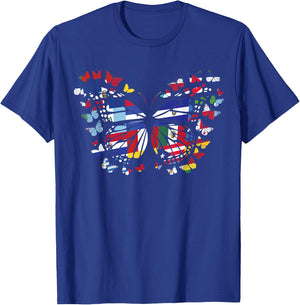 butterfly Hispanic Heritage Month Hispanic Flag T-Shirt - T-Shirt | Royal