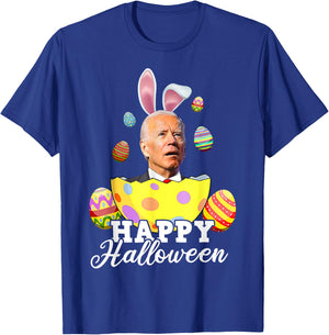 Funny Joe Biden Happy Halloween Confused Easter Biden Bunny T-Shirt - T-Shirt | Royal