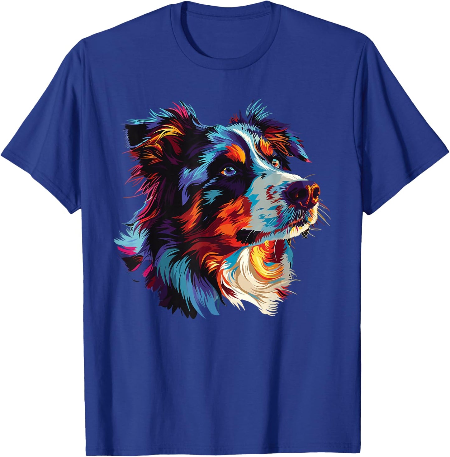 Watercolour Colourful Australian Shepherd Aussie , black T-Shirt - T-Shirt | Royal