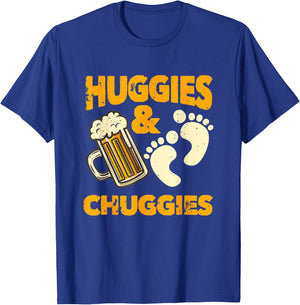 Huggies and Chuggies Funny Future Father Party T-Shirt - T-Shirt | Royal