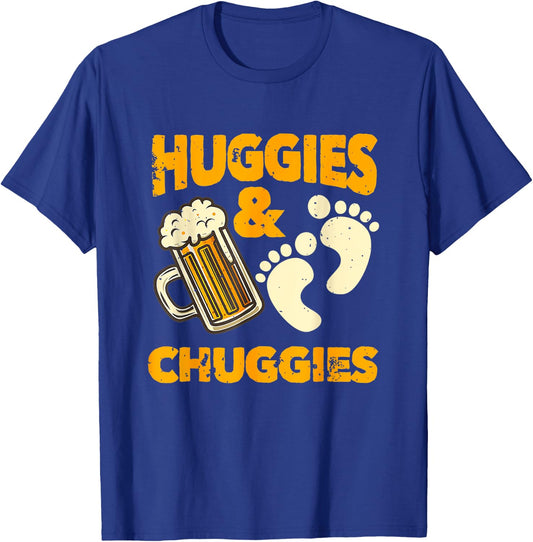 Huggies and Chuggies Funny Future Father Party T-Shirt - T-Shirt | Royal