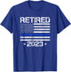 Retired 2023 Thin Blue Line US Flag Police Retirement Gifts T-Shirt - T-Shirt | Royal