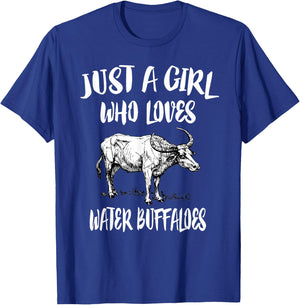 Just A Girl Who Loves Water Buffaloes Animal Gift T-Shirt - T-Shirt | Royal