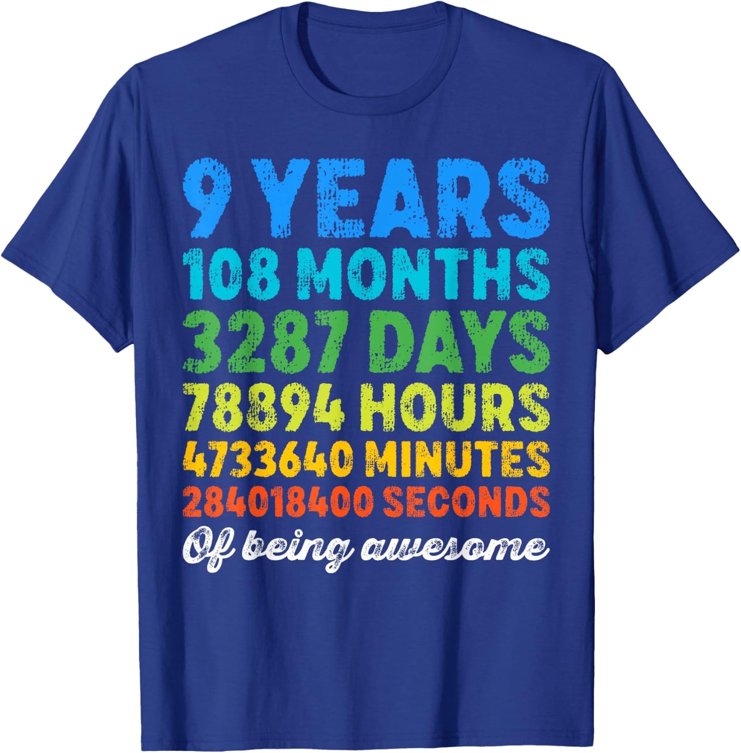 9 Years Old Gifts 9th Birthday Shirt Vintage Retro Countdown T-Shirt - T-Shirt | Royal