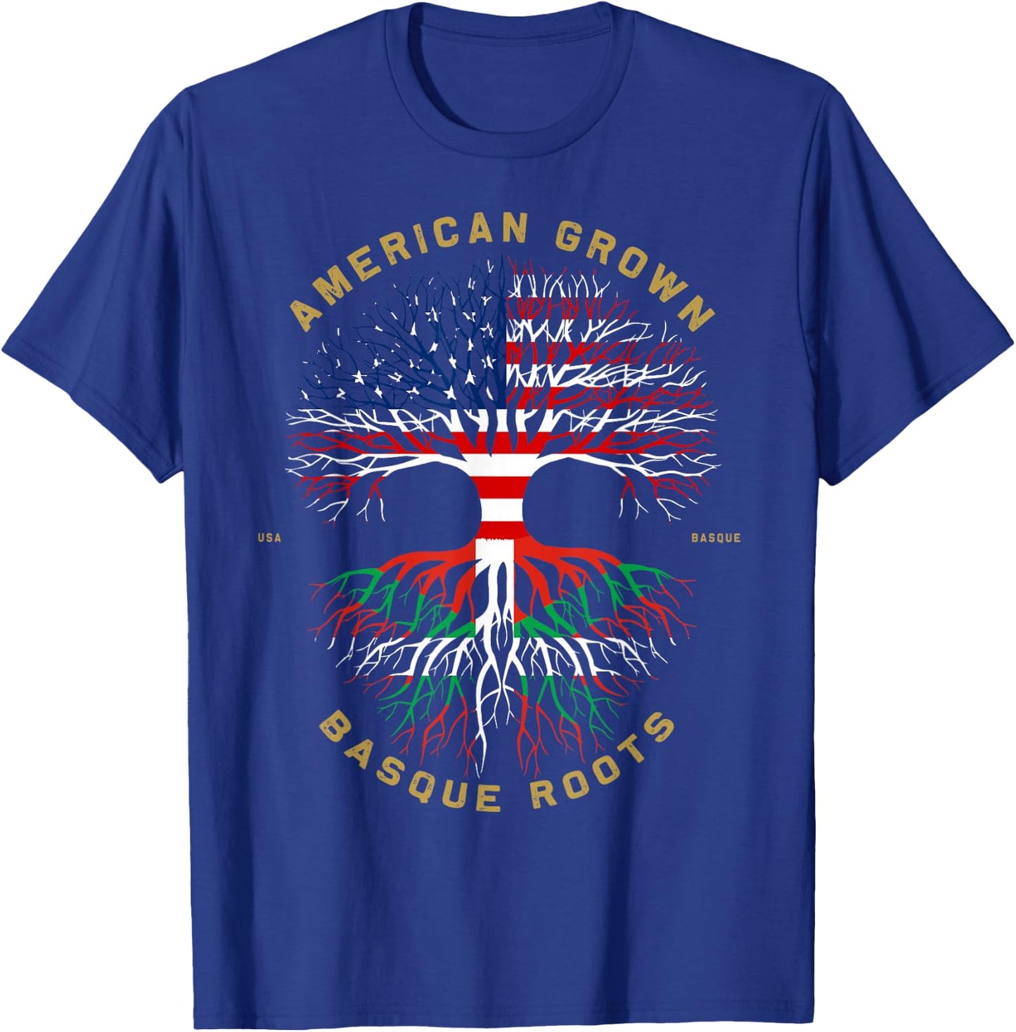 American Grown With Basque Roots Tree USA Flag Unique Gifts T-Shirt - T-Shirt | Royal