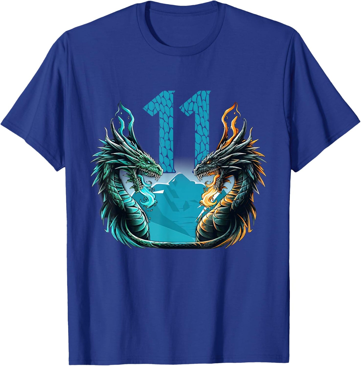 Boy Girl 11 Year Old Birthday Dragon Shirt 11th Birthday T-Shirt - T-Shirt | Royal