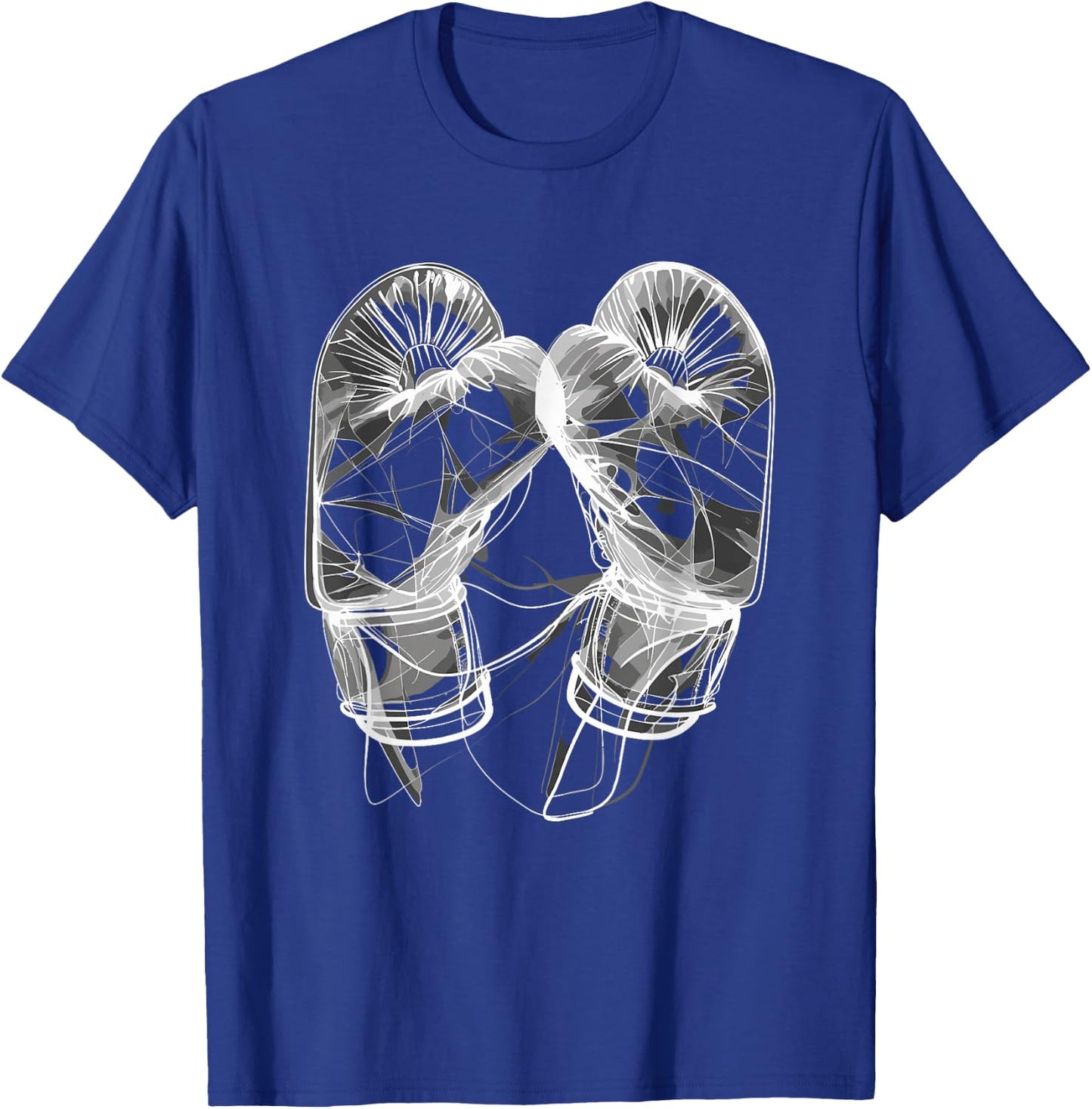 Boxing Gloves Line Art T-Shirt - T-Shirt | Royal
