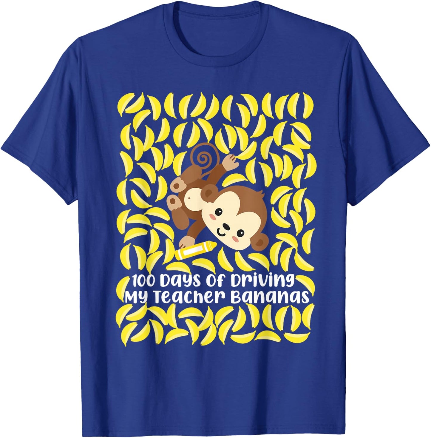 100th Day of School Teacher Monkey Pun Banana T-Shirt - T-Shirt | Royal