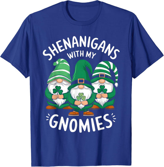 St Patricks Day Lucky Shamrock Leopard Gnomes Irish Gifts T-Shirt - T-Shirt | Royal