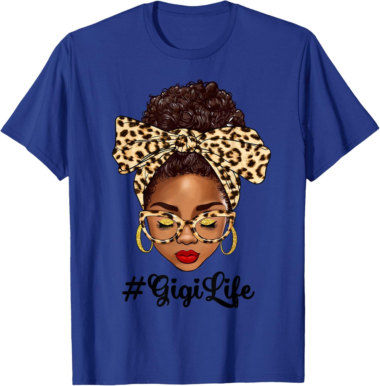 Afro Woman Messy Bun Black Gigi Life Mother's Day T-Shirt - T-Shirt | Royal