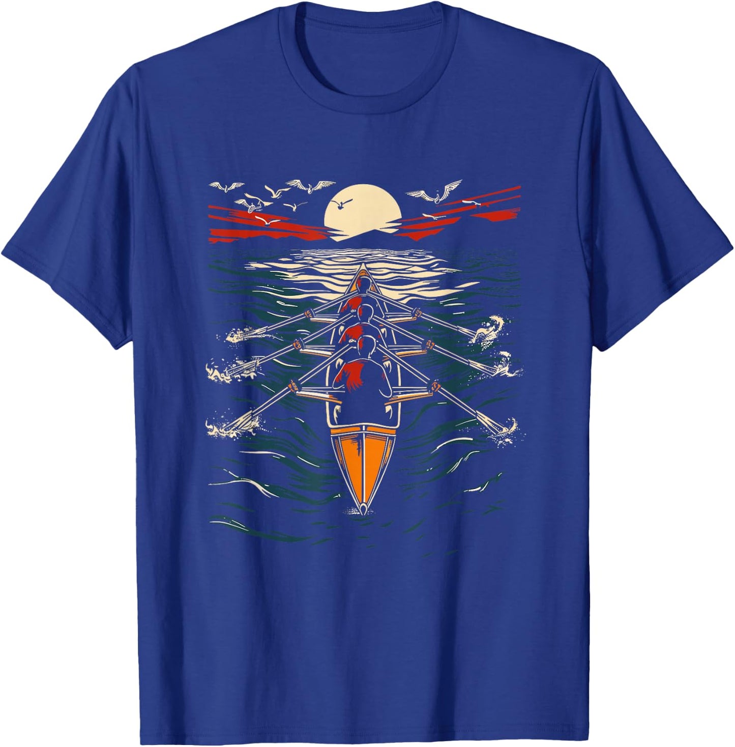 Rowing Artwork Sculling , Black, S T-Shirt - T-Shirt | Royal