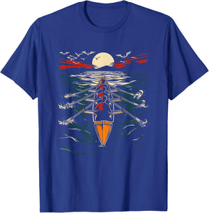 Rowing Artwork Sculling , Black, S T-Shirt - T-Shirt | Royal