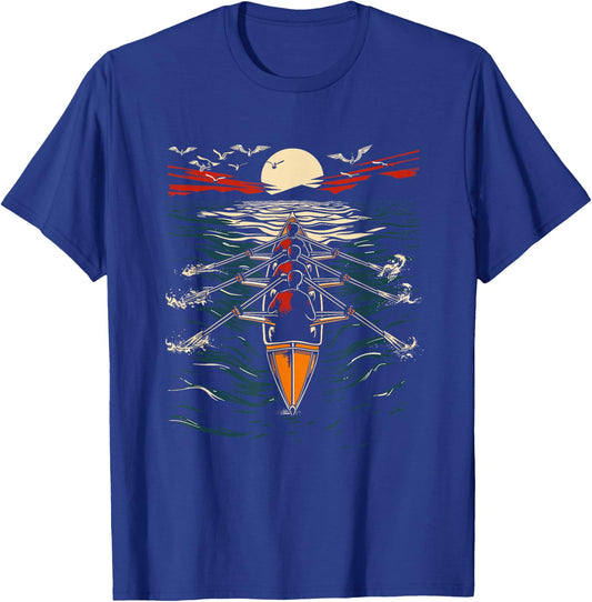 Rowing Artwork Sculling , Black, S T-Shirt - T-Shirt | Royal