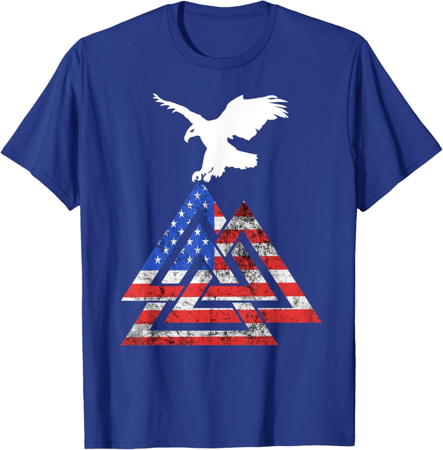 Valknut Symbol American Viking Odin USA Flag America Wicca Women Kids Men T-Shirt - T-Shirt | Royal
