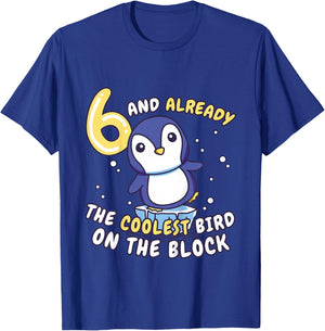 Kids Penguin 6th Birthday Child Age 6 Years Penguin T-Shirt - T-Shirt | Royal