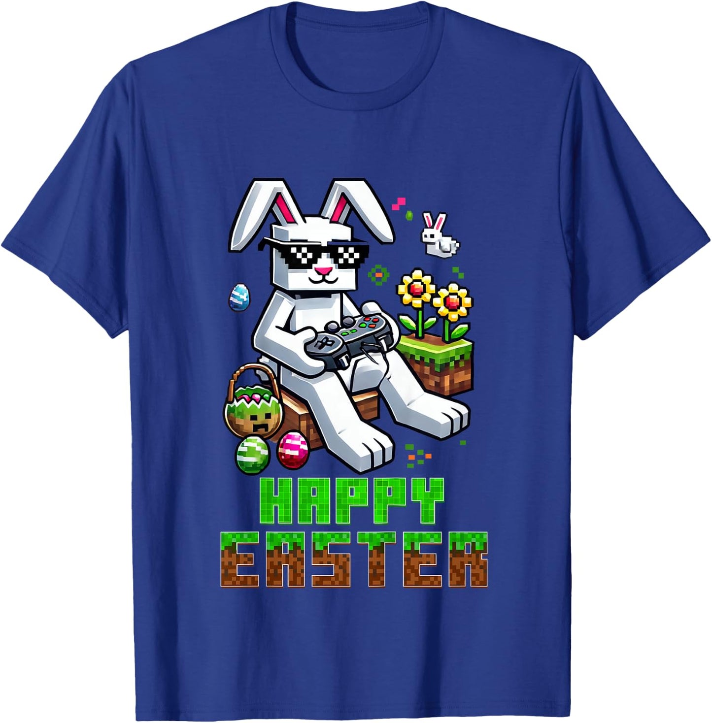 Kids Boys Happy Easter Day Bunny Egg Video Game Kids T-Shirt - T-Shirt | Royal