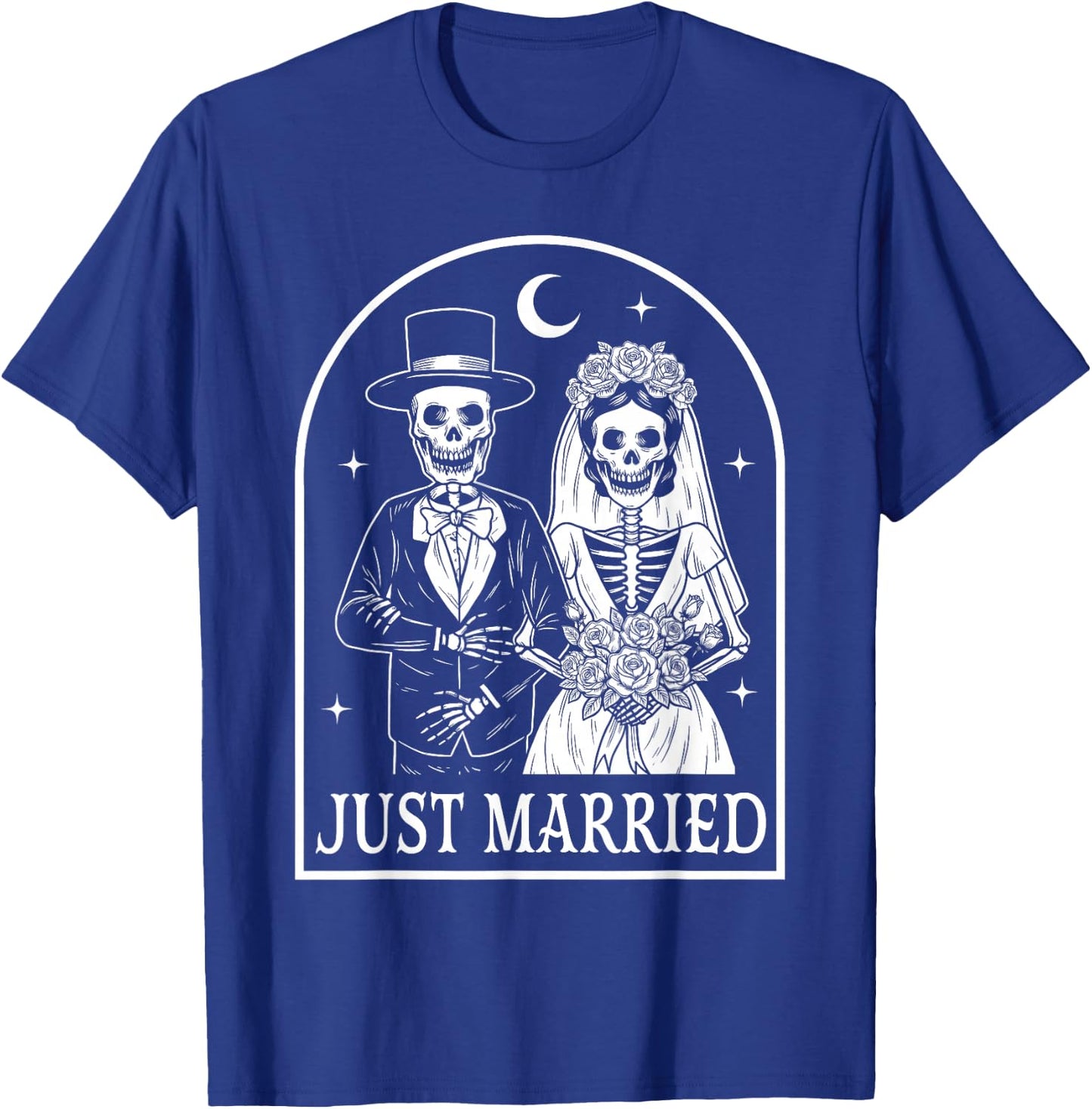 Just Married Skeleton Couples Groom Bride Gothic Halloween T-Shirt - T-Shirt | Royal