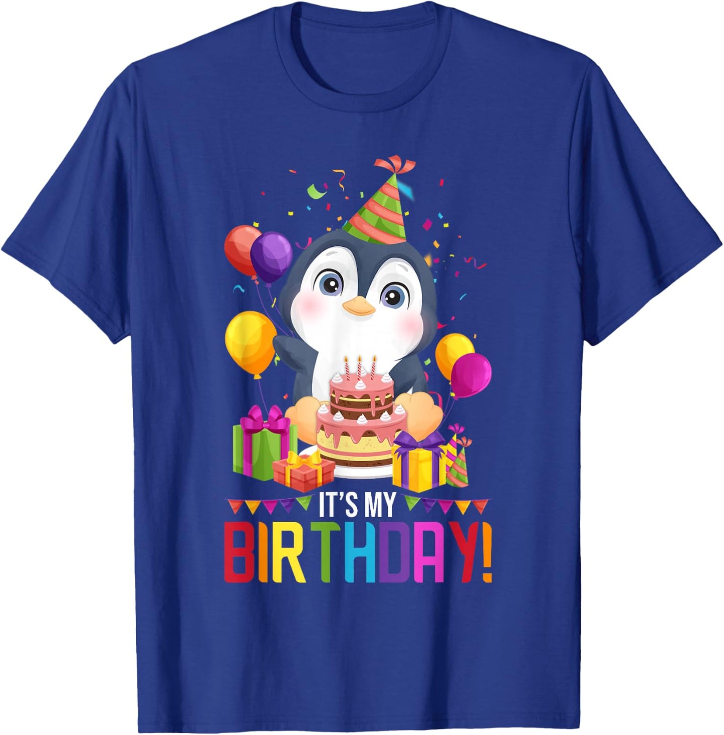 It's My Birthday Shirt Girls penguin Birthday Gift T-Shirt - T-Shirt | Royal