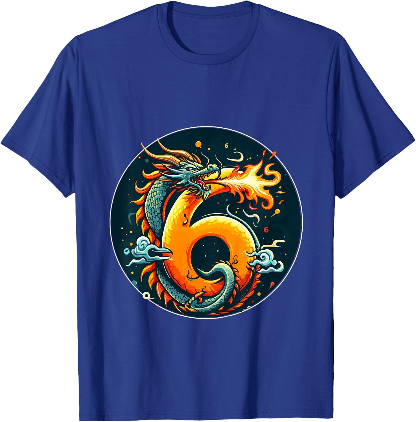 Turning 6 Years Old Birthday Boy Dragon 6th Bday Girl T-Shirt - T-Shirt | Royal